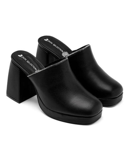 Zapatilla Negra Tipo Zueco 1321